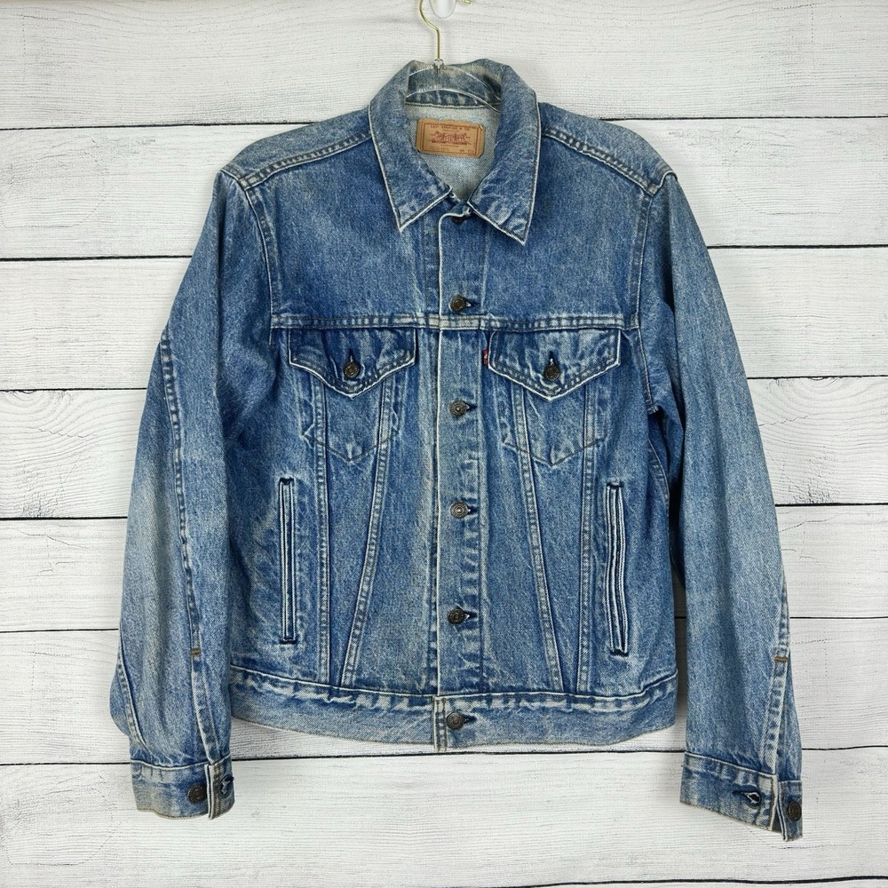Vintage Levis Jacket Mens‎ 40R Denim 80s Made in USA 70506-0214 Lucky 777 Button